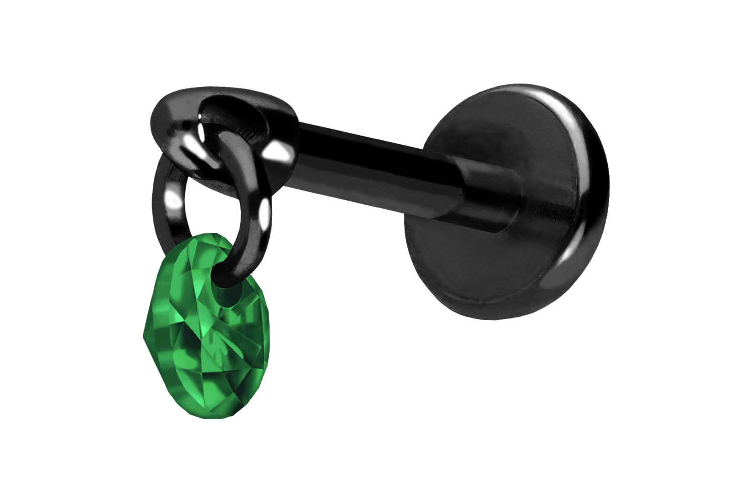 Titan Labret Piercing mit Push Fit RUNDER KRISTALL